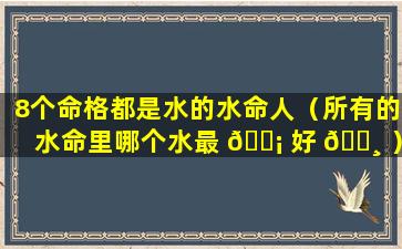 8个命格都是水的水命人（所有的水命里哪个水最 🐡 好 🕸 ）